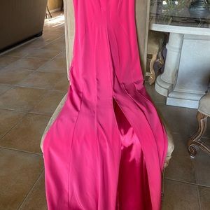 ABS Allen Schwartz Pink Strapless Front-Slit Gown 2